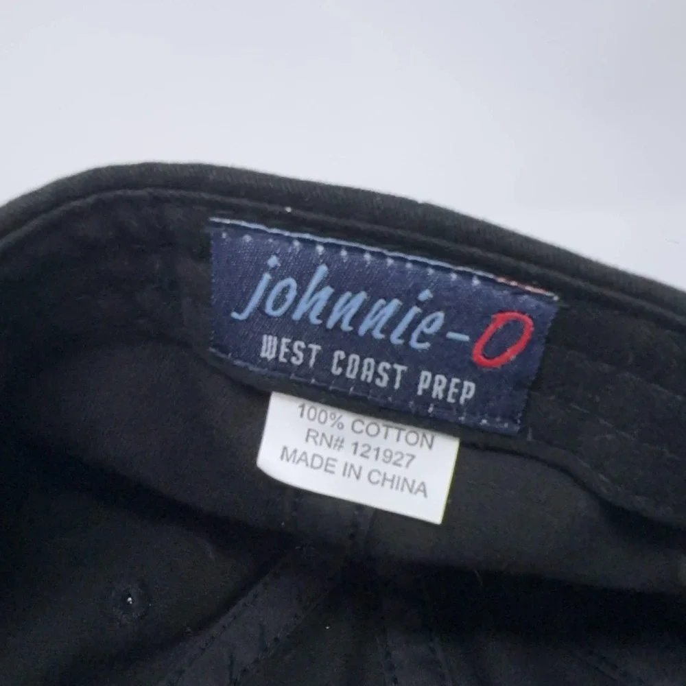 Johnny-O Hat Black 3D Embroidered Logo Surfing Adjustable Hat West Coast Prep